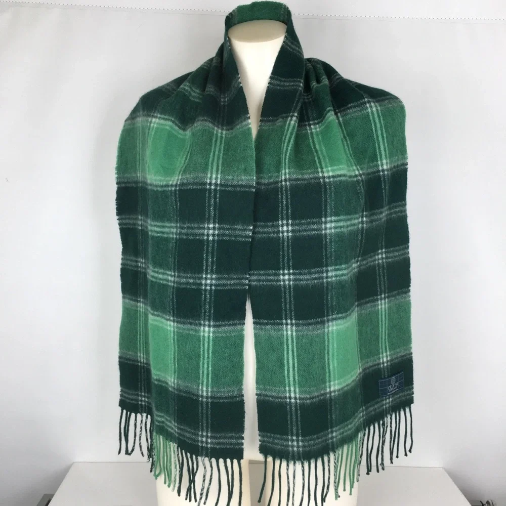 Clans Of Scotland 100% Lambswool Scottish Tartan Clan Scarf Plaid Green White